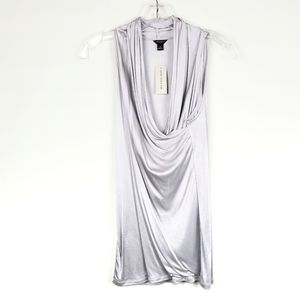 ANN TAYLOR Silver Faux Wrap Tank Top Size M